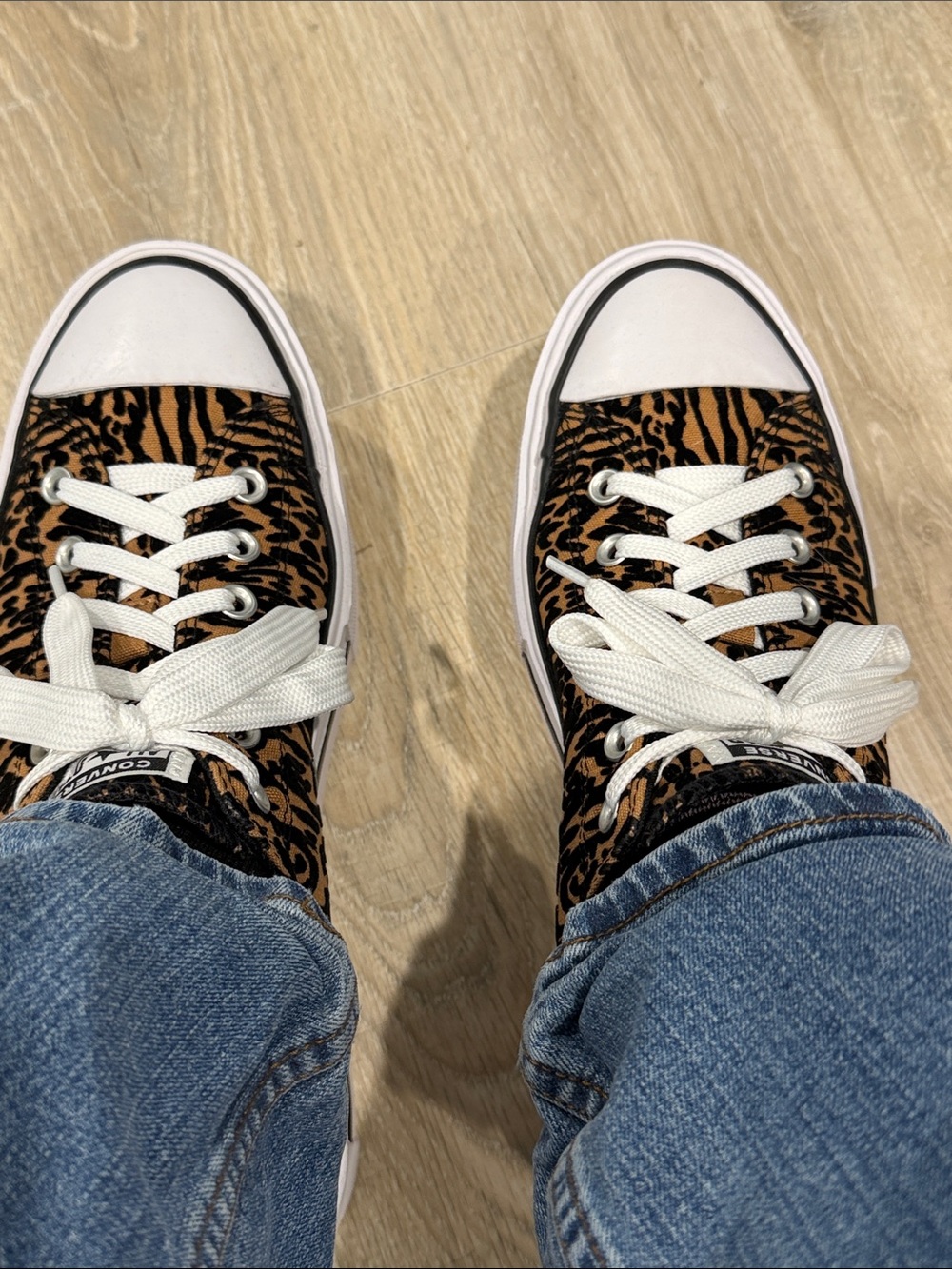 Converse Unisex Mens 10 1/2 Womens 12 1/2  Leopard Print Custom Double Stack